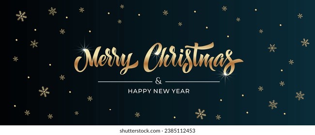 Merry Christmas and Happy New Year hand lettering calligraphy. Vector holiday illustration element. Typographic element for congratulations.