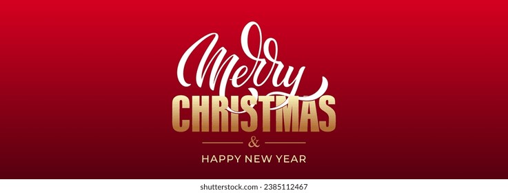 Merry Christmas and Happy New Year hand lettering calligraphy. Vector holiday illustration element. Typographic element for congratulations.