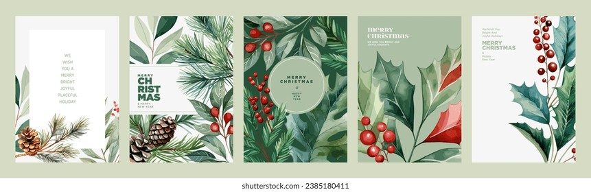 Merry Christmas and Happy New Year greeting card template. Vector illustrations for background, greeting card, party invitation card, website banner, social media banner, marketing material.