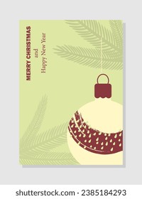  Merry Christmas and Happy New Year greeting card. Minimal modern design for cards, banner, poster, cover, web, templates. Vector illustration