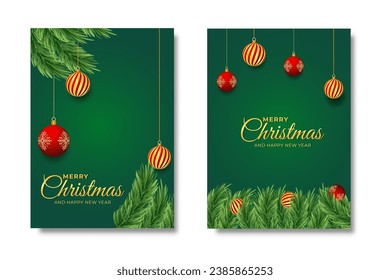 Merry christmas and happy new year greetting card with copy space gradient  template realistic luxury design
