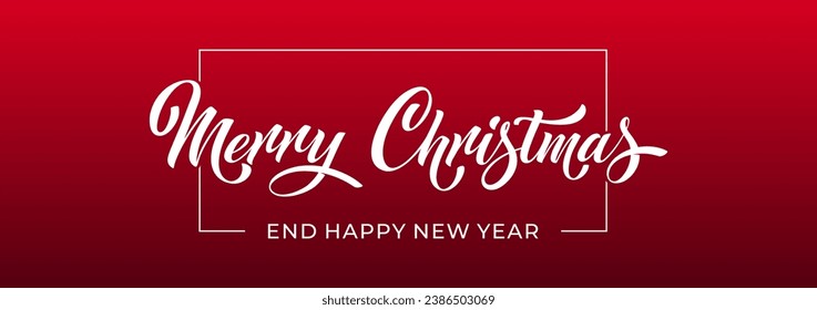 Merry Christmas and Happy New Year hand lettering calligraphy. Vector holiday illustration element. Typographic element for congratulations.