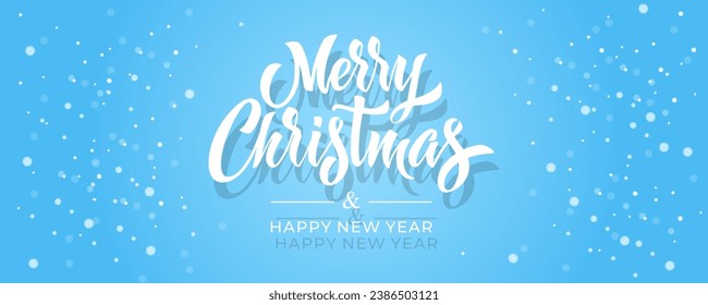 Merry Christmas and Happy New Year hand lettering calligraphy. Vector holiday illustration element. Typographic element for congratulations.