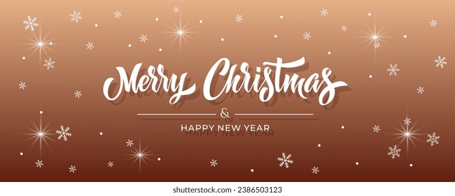 Merry Christmas and Happy New Year hand lettering calligraphy. Vector holiday illustration element. Typographic element for congratulations.