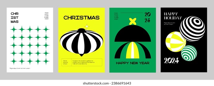 Merry Christmas and Happy New Year greeting card template. Vector illustrations for background, greeting card, party invitation card, website banner, social media banner, marketing material.