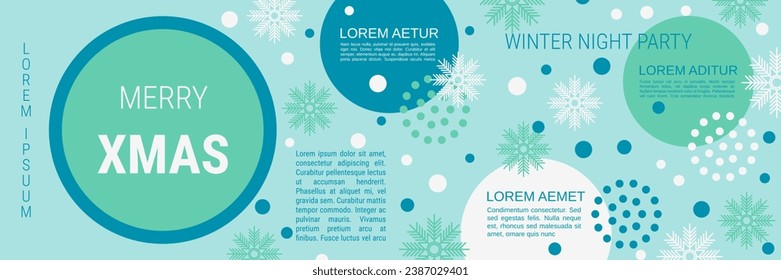 Merry Christmas and Happy New Year minimalistic style vector banner template. Flat design illustration with winter style elements