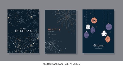 Merry Christmas and Happy New Year. Vector illustrations for background, greeting card, party invitation card, website banner, social media banner,  ,Happy Holidays, season's greeting