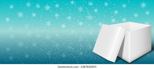 Merry Christmas and Happy New Year. Holiday banner, web poster, flyer, stylish brochure, greeting card, cover. Xmas background. winter Christmas red background. 3D vector. gifts boxes. Open the gift	
