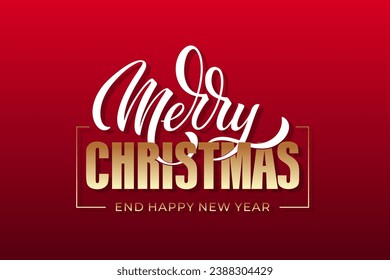 Merry Christmas and Happy New Year hand lettering calligraphy. Vector holiday illustration element. Typographic element for congratulations.