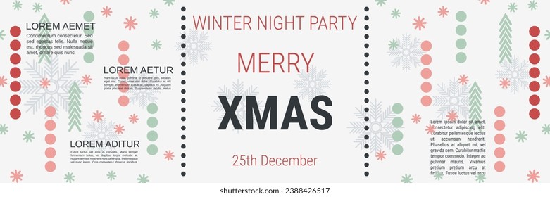 Merry Christmas and Happy New Year minimalistic style vector banner template. Flat design illustration with winter style elements