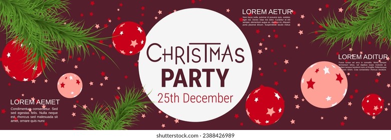 Merry Christmas and Happy New Year cartoon style vector banner template. Flat design illustration with winter style elements