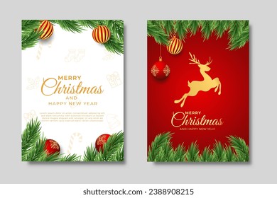 Merry christmas and happy new year modern realistic design,suitable for greeting card,poster and cover template holiday design