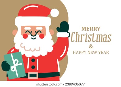 Merry Christmas Happy New Year. Banner with Santa