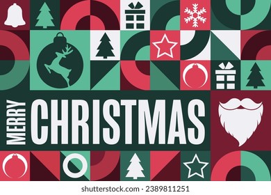 Merry Christmas and Happy New Year. Holiday concept. Template for background, banner, card, poster with text inscription. Vector EPS10 illustration
