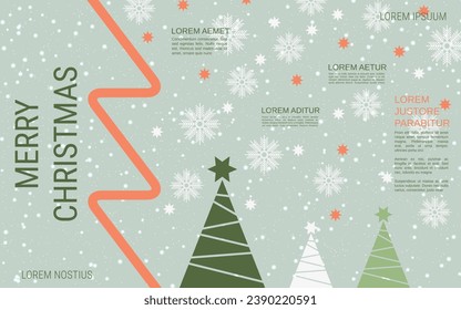 Merry Christmas and Happy New Year minimalistic style vector background. Flat design illustration with winter style elements