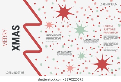 Merry Christmas and Happy New Year minimalistic style vector background. Flat design illustration with winter style elements