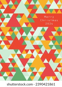 Merry Christmas and Happy New Year. Greeting card, poster, cover. Modern design with triangle pattern