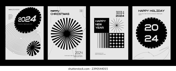 Merry Christmas and Happy New Year greeting card template. Vector illustrations for background, greeting card, party invitation card, website banner, social media banner, marketing material.