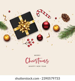 Merry christmas and happy new year greeting card