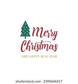 Merry Christmas and happy new year text with palm tree greeting card design vector