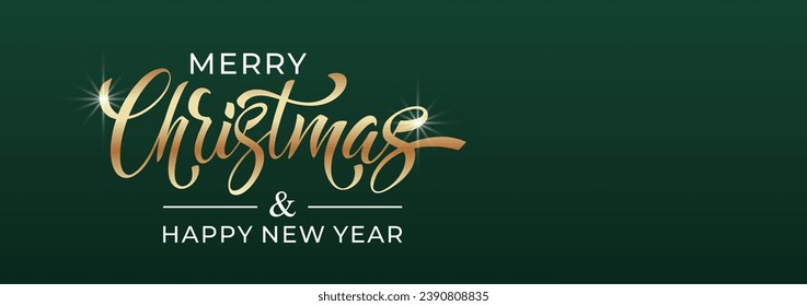Merry Christmas and Happy New Year hand lettering calligraphy. Vector holiday illustration element. Typographic element for congratulations.