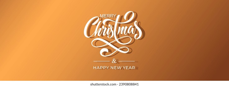 Merry Christmas and Happy New Year hand lettering calligraphy. Vector holiday illustration element. Typographic element for congratulations.