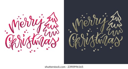 Merry Christmas and happy new year. Seasons greetings. Happy Holidays - cute hand drawn lettering set. Christmas vibes.