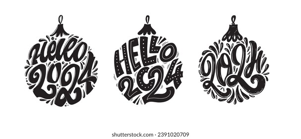 Merry Christmas and happy new year - cute postcard. Lettering label for poster, banner, web, sale, t-shirt design. New year holiday greeting card.