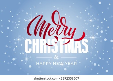 Merry Christmas and Happy New Year hand lettering calligraphy. Vector holiday illustration element. Typographic element for congratulations.