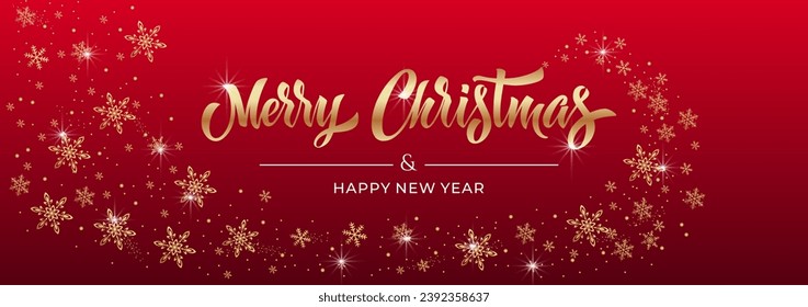 Merry Christmas and Happy New Year hand lettering calligraphy. Vector holiday illustration element. Typographic element for congratulations.