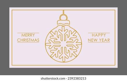 Merry Christmas and happy New Year. Template for postcards, posters, banners and flyers with Christmas balls. Minimalistic background for creative design