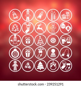 Merry Christmas and Happy New Year Icons Set. Vector Illustration. Eps 10