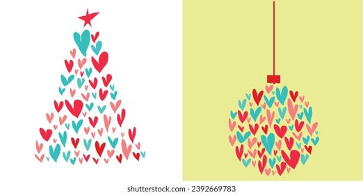 Merry Christmas and Happy New Year, Colorful illustrations vector mode for graphic design of Santa Claus, Christmas tree, christmas decorations, for design of posters, cards and appliques in different
