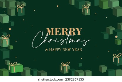 merry christmas and happy new year greeting card