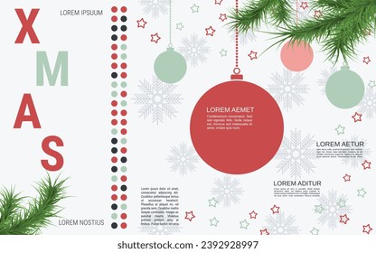 Merry Christmas and Happy New Year cartoon style vector background. Flat design illustration with winter style elements