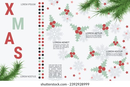 Merry Christmas and Happy New Year cartoon style vector background. Flat design illustration with winter style elements