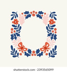 Merry Christmas and Happy New Year illustration. Modern trendy Matisse minimal style. Hand drawn design for wallpaper, wall decor, print, postcard, cover, template, banner.