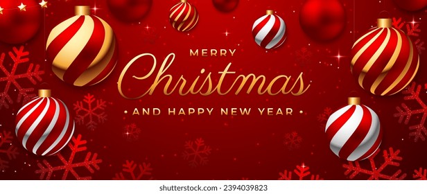 Merry christmas happy new year banner design vector in eps 10