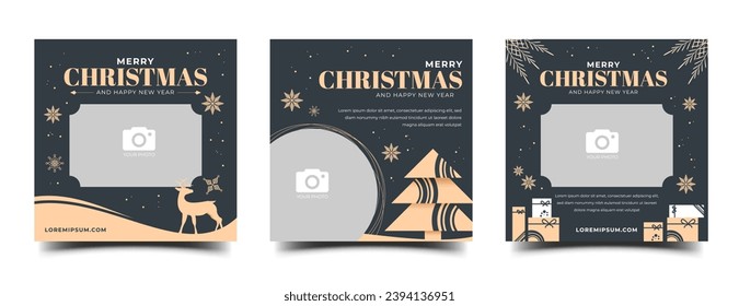 Merry christmas and happy new year square banner template. Usable for social media post, greeting card, and cover.