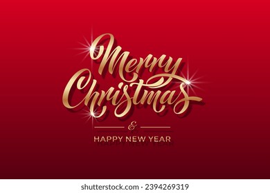 Merry Christmas and Happy New Year hand lettering calligraphy. Vector holiday illustration element. Typographic element for congratulations.