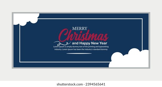 Merry Christmas and happy new year banner, social media cover, and web banner, Merry Christmas design for greeting card, Vector Merry Xmas snow flake header, Christmas banner or wallpaper 