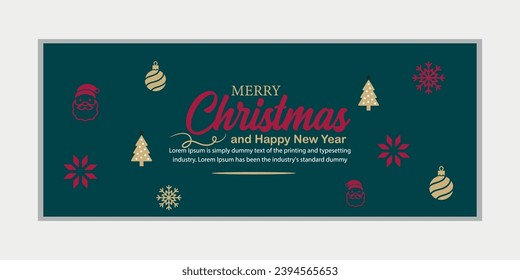 Merry Christmas and happy new year banner, social media cover, and web banner, Merry Christmas design for greeting card, Vector Merry Xmas snow flake header, Christmas banner or wallpaper 