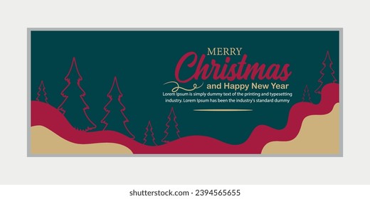 Merry Christmas and happy new year banner, social media cover, and web banner, Merry Christmas design for greeting card, Vector Merry Xmas snow flake header, Christmas banner or wallpaper 