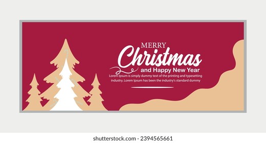 Merry Christmas and happy new year banner, social media cover, and web banner, Merry Christmas design for greeting card, Vector Merry Xmas snow flake header, Christmas banner or wallpaper 