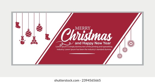 Merry Christmas and happy new year banner, social media cover, and web banner, Merry Christmas design for greeting card, Vector Merry Xmas snow flake header, Christmas banner or wallpaper 