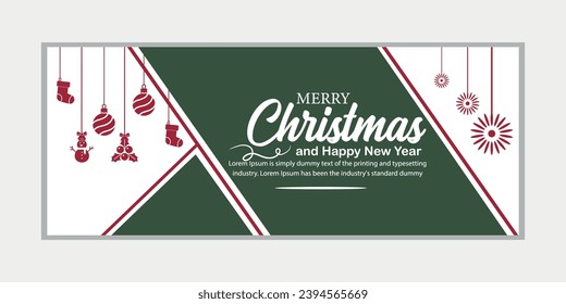 Merry Christmas and happy new year banner, social media cover, and web banner, Merry Christmas design for greeting card, Vector Merry Xmas snow flake header, Christmas banner or wallpaper 