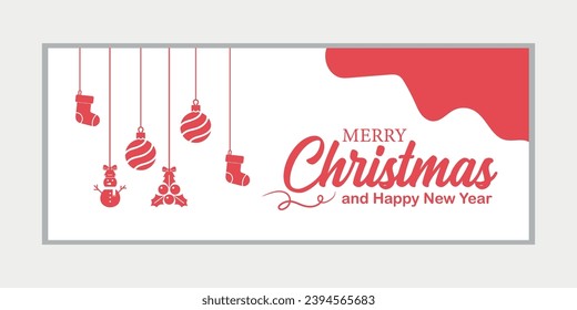 Fröhliche Weihnachten und glückliches neues Jahr Banner, Social Media Cover und Web-Banner, Fröhliches Weihnachtsdesign für Grußkarte, Vector Merry Xmas Schneeflocke, Weihnachtsbanner oder Tapete 