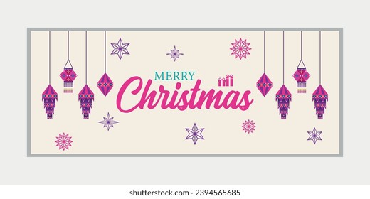 Merry Christmas and happy new year banner, social media cover, and web banner, Merry Christmas design for greeting card, Vector Merry Xmas snow flake header, Christmas banner or wallpaper 