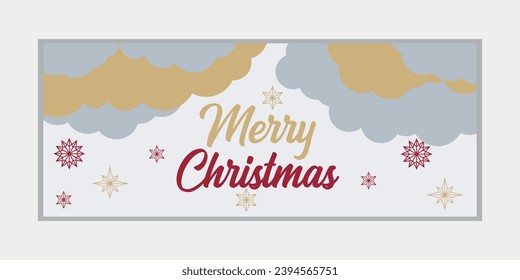 Merry Christmas and happy new year banner, social media cover, and web banner, Merry Christmas design for greeting card, Vector Merry Xmas snow flake header, Christmas banner or wallpaper 