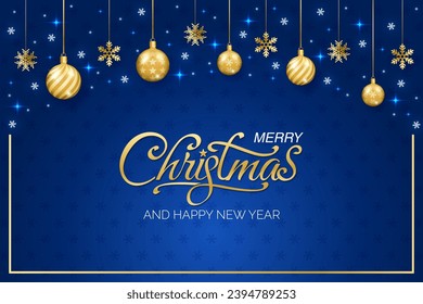 Merry Christmas and Happy New Year greeting background with Christmas branch, balls, snowflakes. For sale, banner, posters, cover design templates, social media wallpaper stories